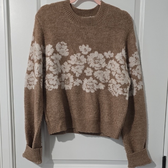 Z Supply Sweaters - Floral Patterned Brown Sweater